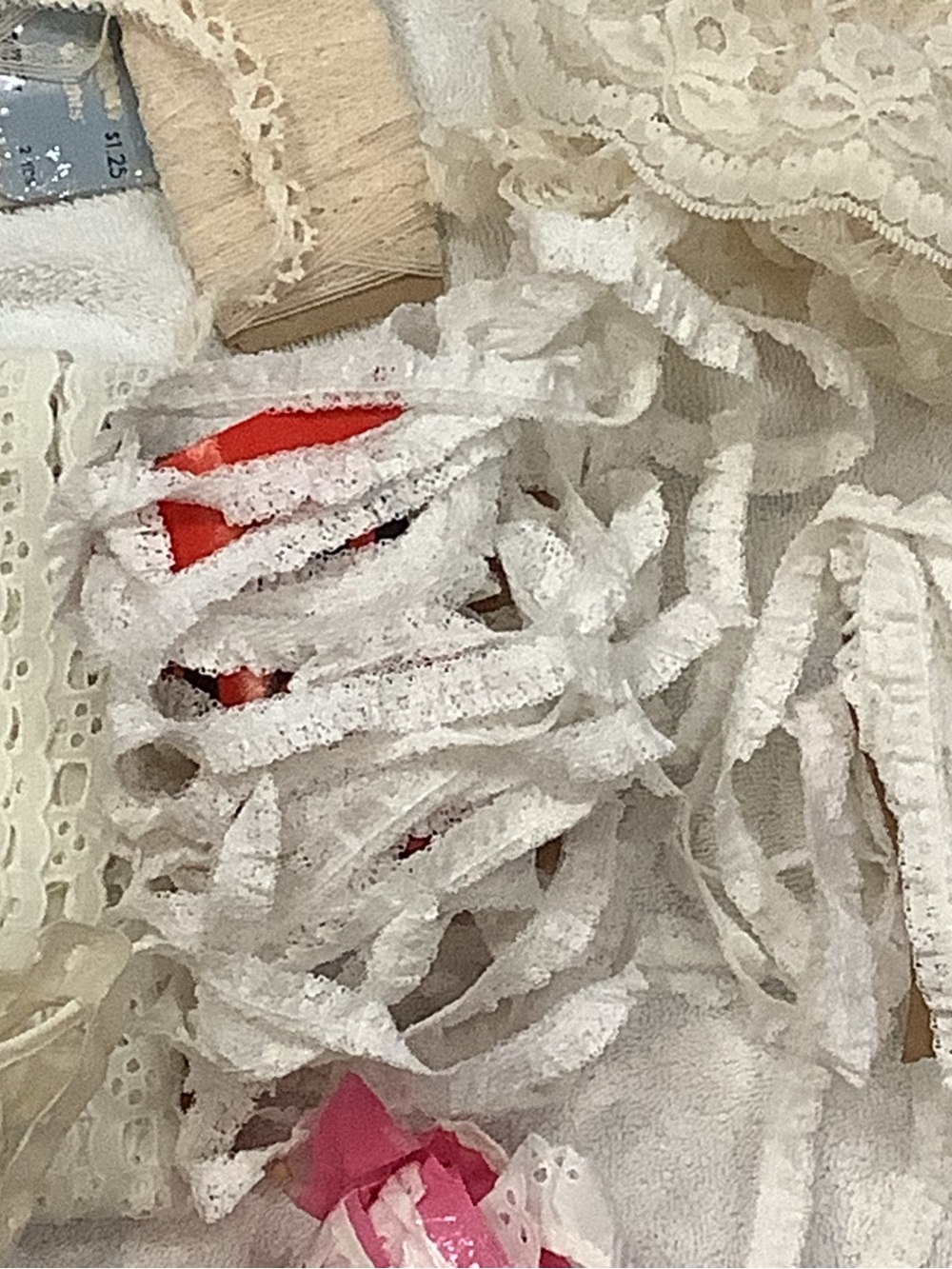 Mix Mega Lot 200+ Yards VTG Eyelet, Lace, Ribbons, Trims - Picture 12 of 15